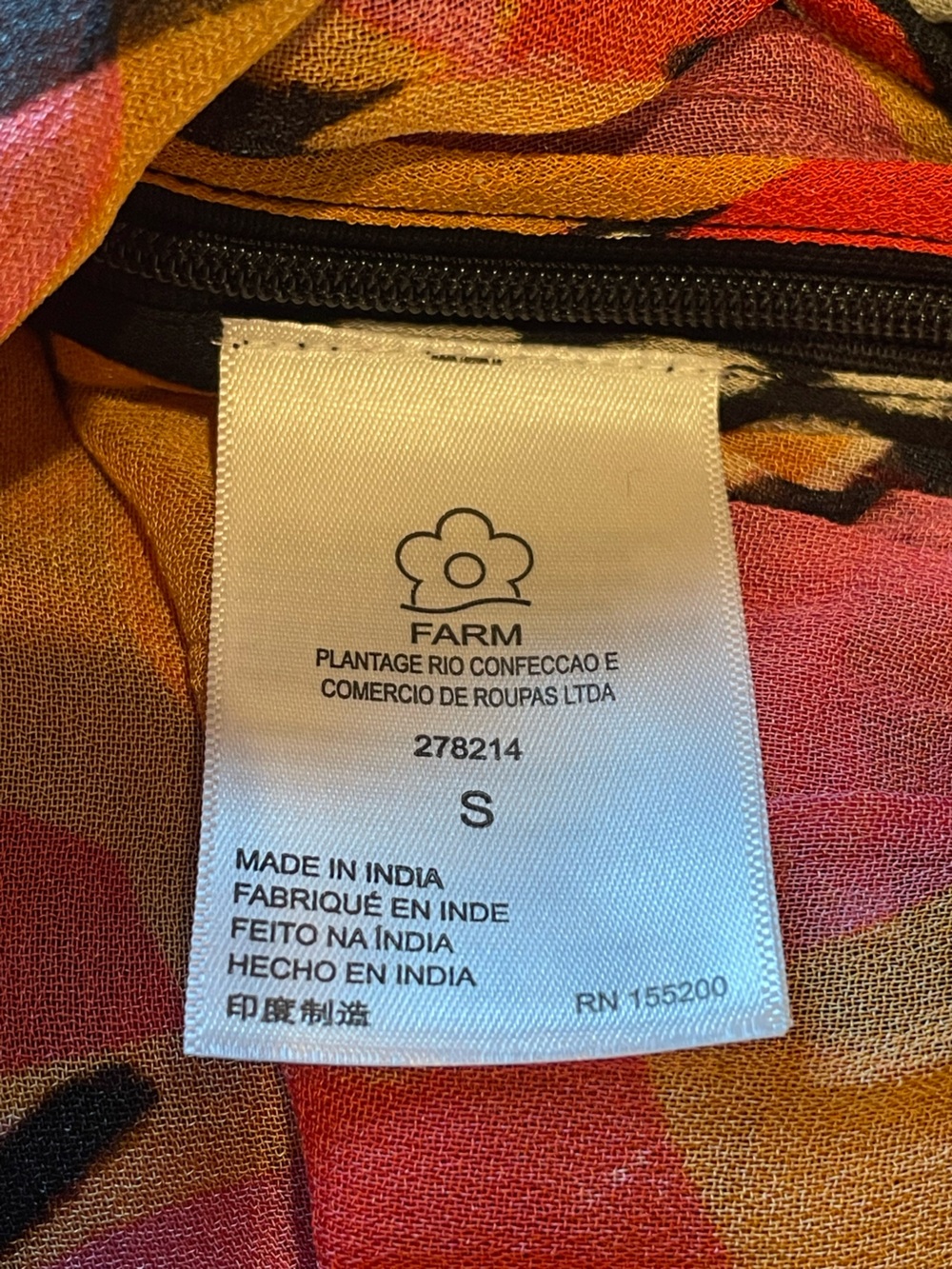 FARM Rio Sheer Ruffled Blouse | Orange Motif - Picture 7 of 12